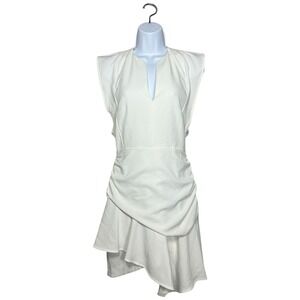 ba&sh Jess Ruched Asymmetrical Mini Dress Ecru White size M